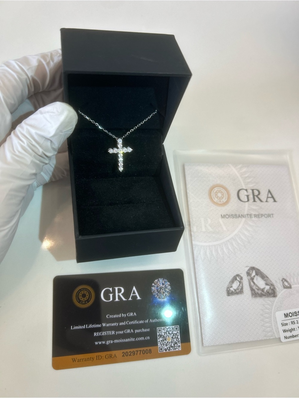 GRA Certified VVS1 Moissanite cross chain/pendant. Version 1